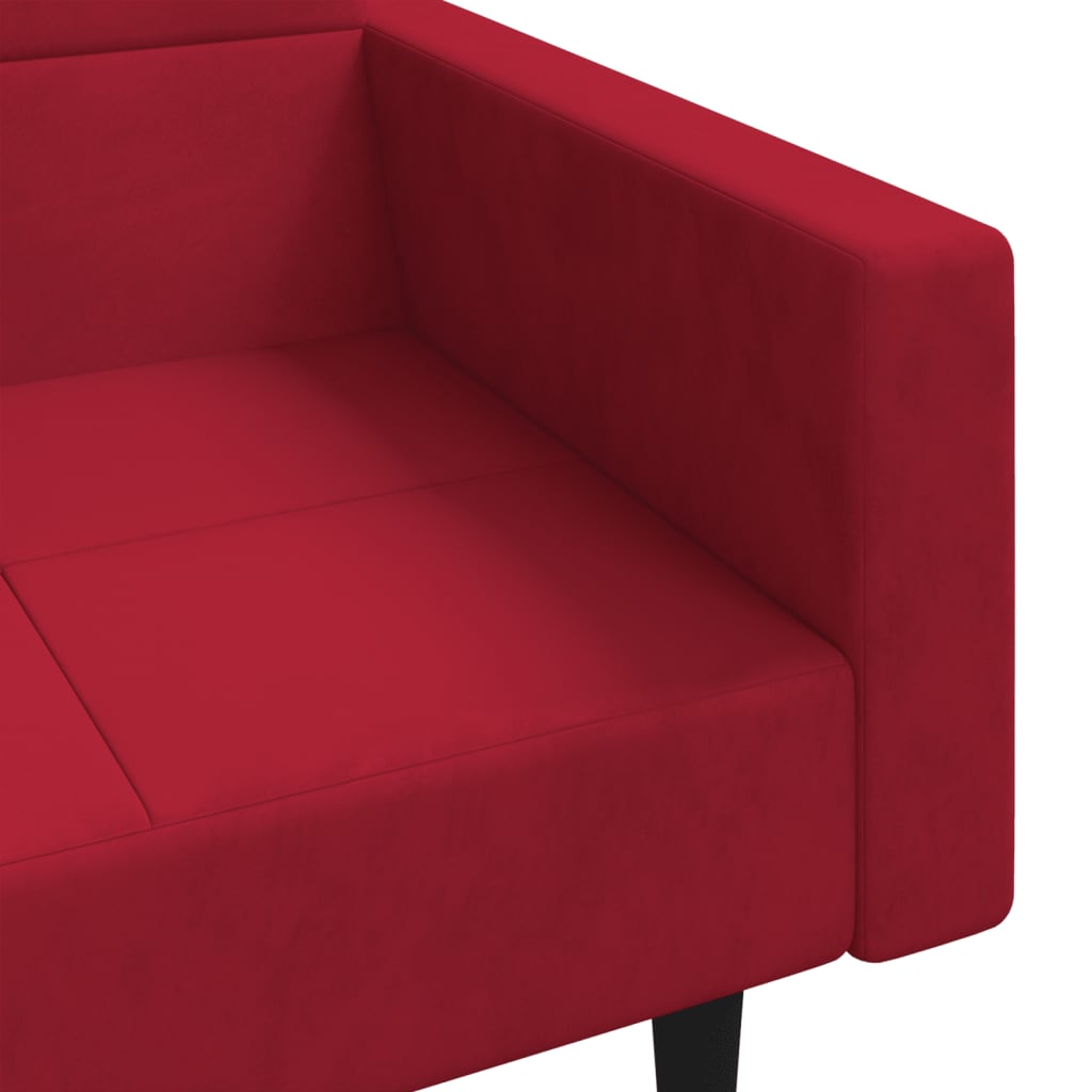 vidaXL Sofá-cama 2 lugares com duas almofadas veludo vermelho tinto