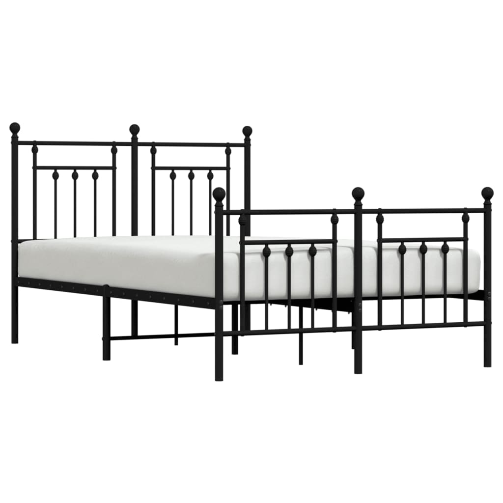 vidaXL Estrutura de cama com cabeceira e pés 135x190 cm metal preto