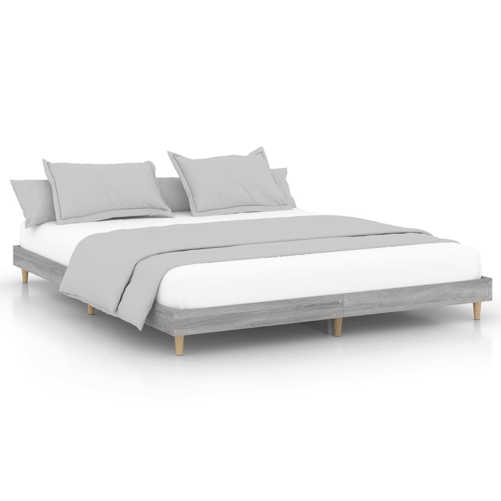 vidaXL Estrutura de cama 160x200 cm derivados de madeira cinza sonoma