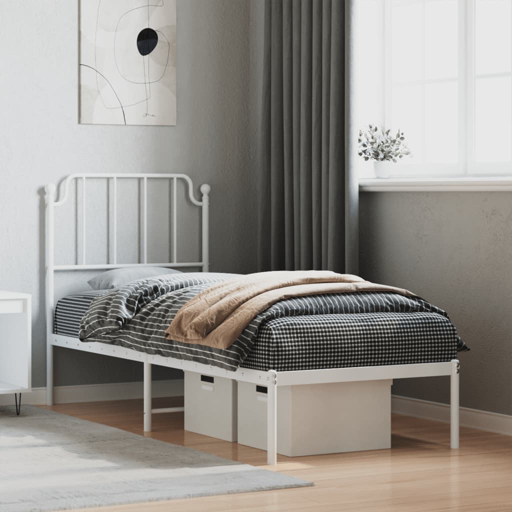 vidaXL Estrutura de cama sem colchão com cabeceira 75x190 cm branco