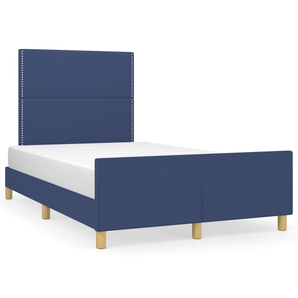 vidaXL Estrutura de cama com cabeceira 120x190 cm tecido azul