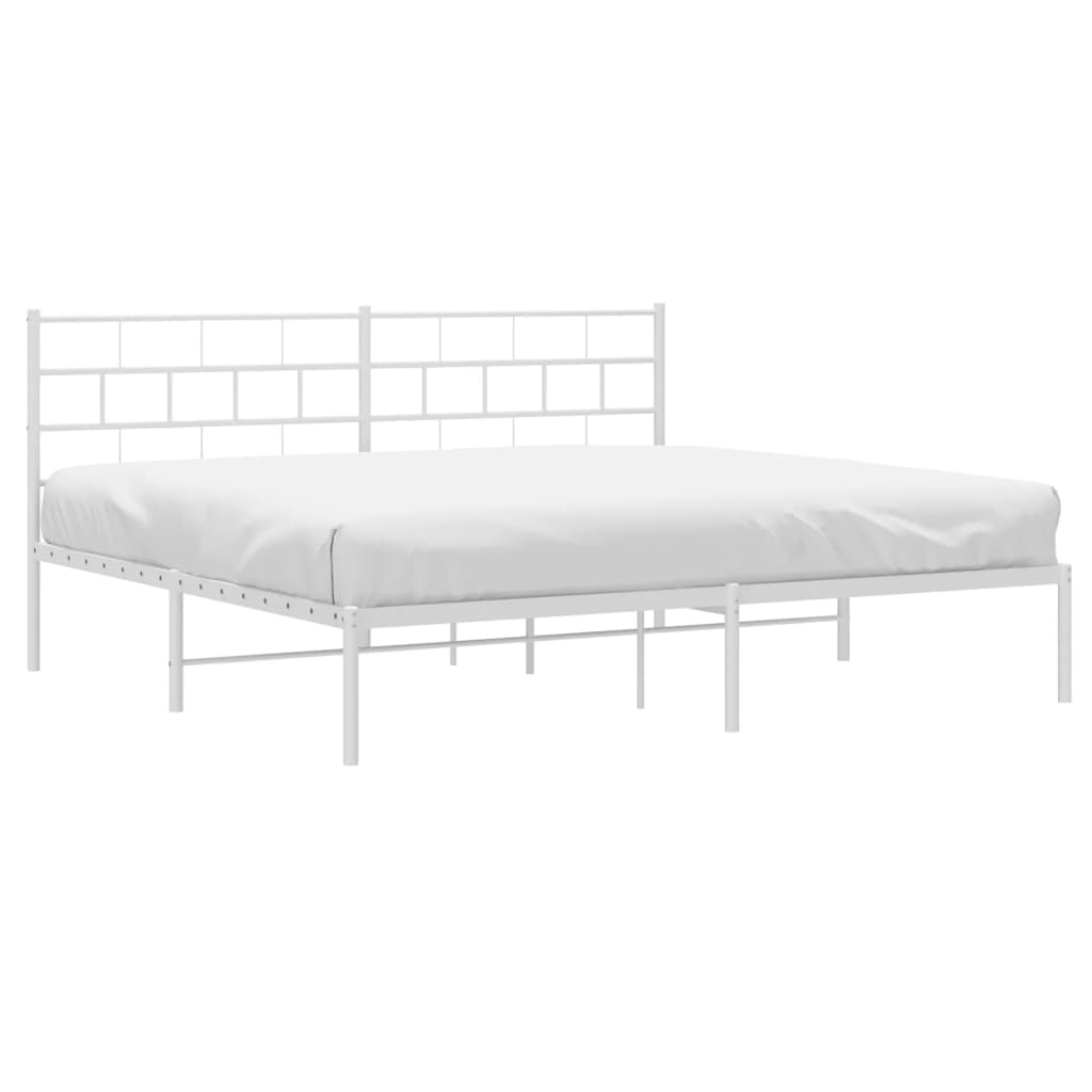 vidaXL Estrutura de cama com cabeceira 193x203 cm metal branco