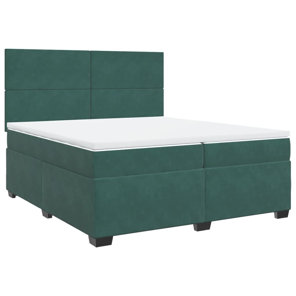 vidaXL Cama com molas/colchão 200x200 cm veludo verde-escuro