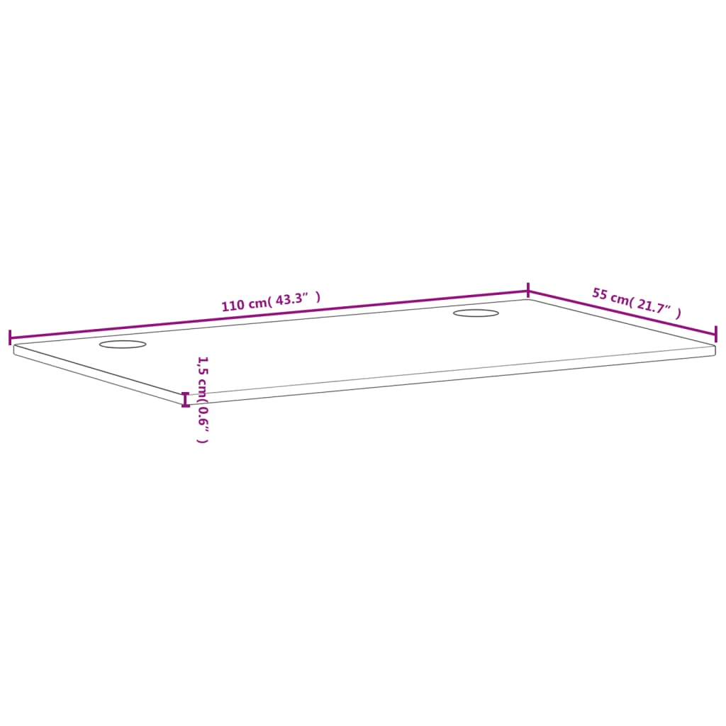 vidaXL Tampo de secretária 110x55x1,5 cm madeira de faia maciça