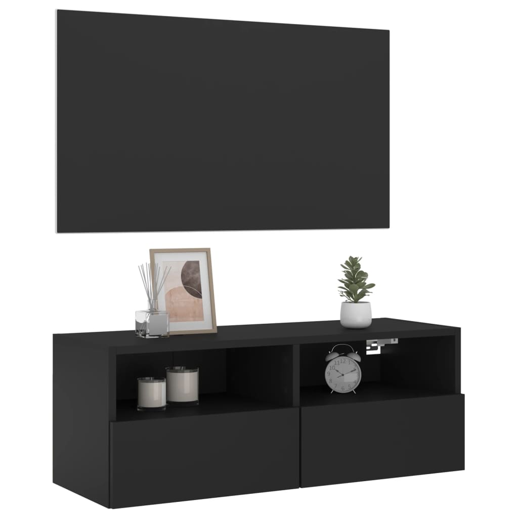 vidaXL Móvel de parede p/ TV 80x30x30 cm derivados de madeira preto