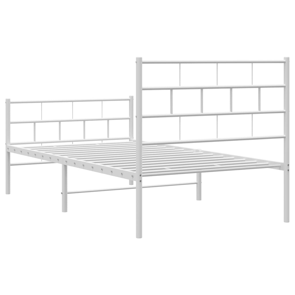 vidaXL Estrutura de cama com cabeceira e pés 75x190 cm metal branco