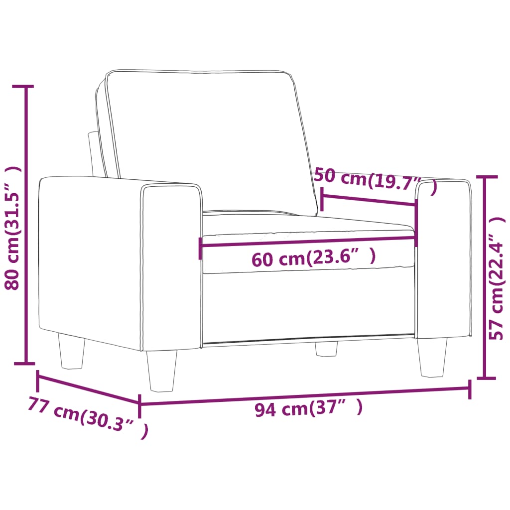 vidaXL Poltrona 60 cm tecido cor creme