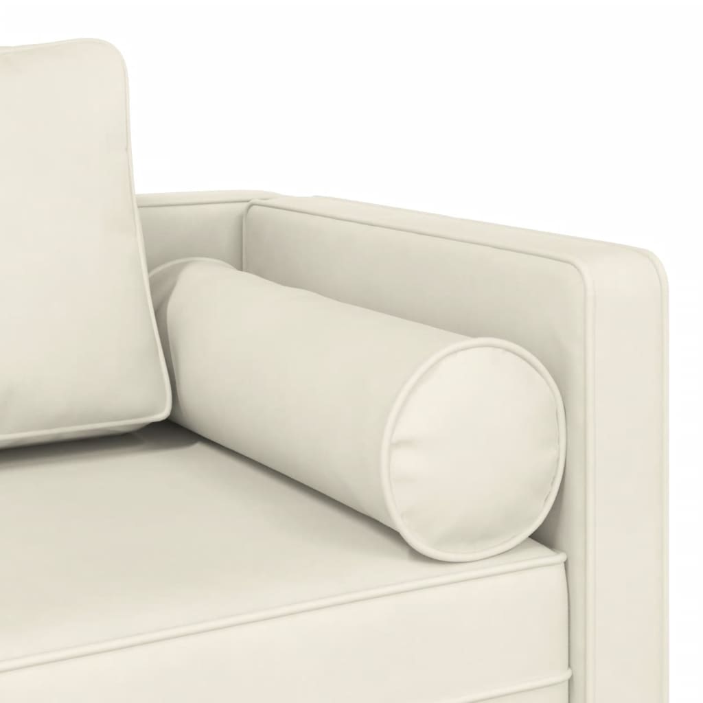 vidaXL Chaise lounge com almofadões veludo creme