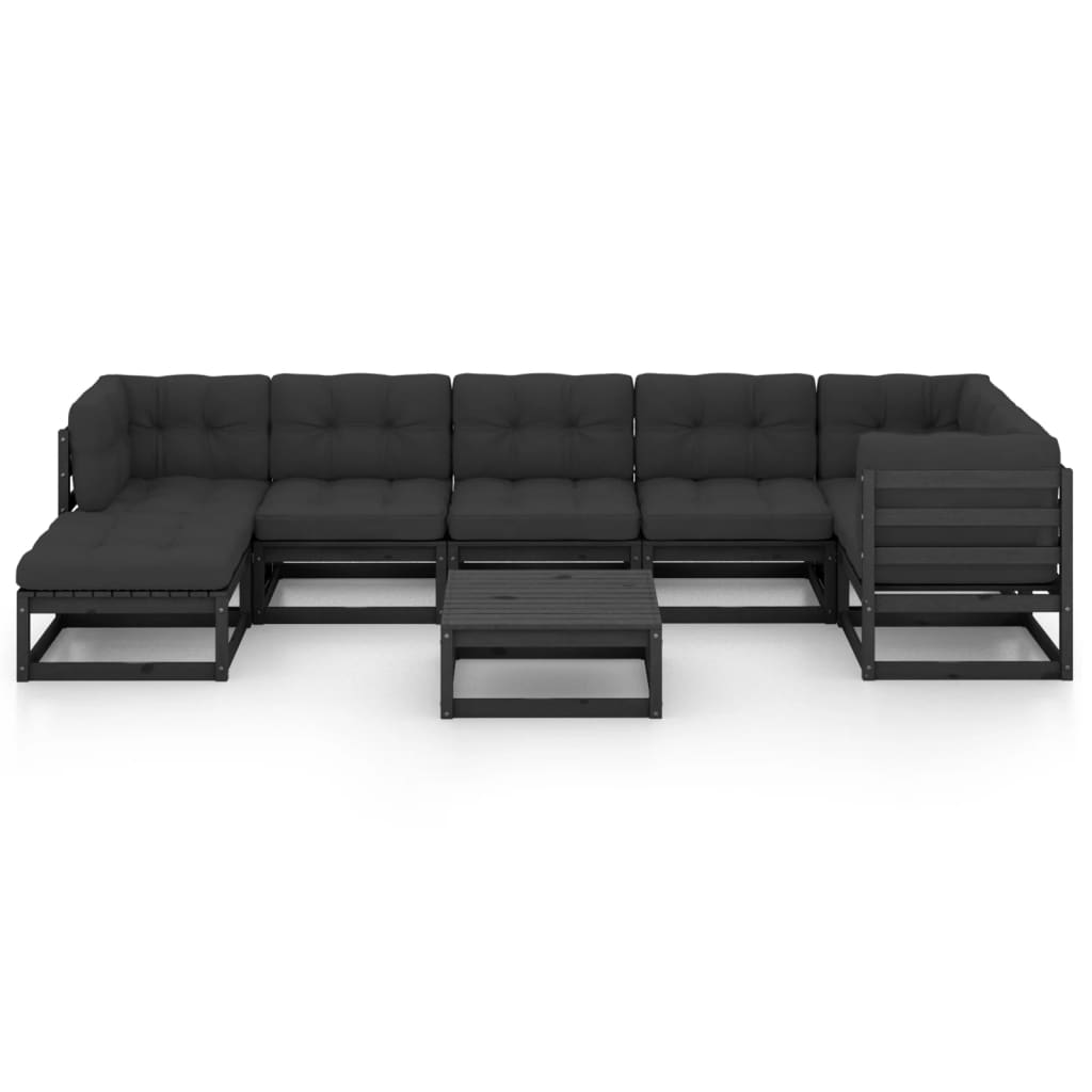 vidaXL 8 pcs conjunto lounge de jardim c/ almofadões pinho maciço