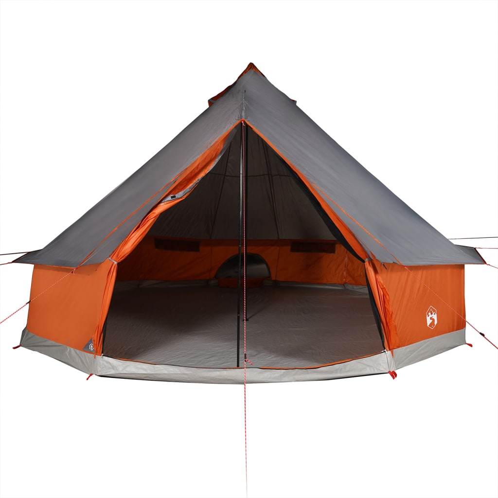 vidaXL Tenda familiar tipi para 6 pessoas impermeável cinza/laranja