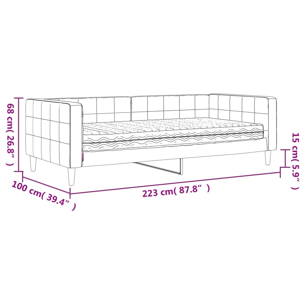 vidaXL Sofá-cama com colchão 90x200 cm veludo preto