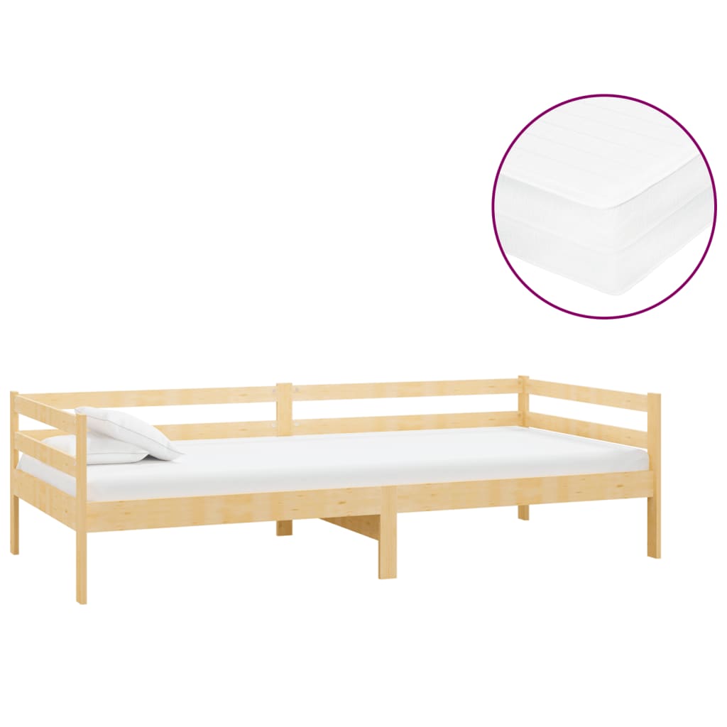 vidaXL Sofá-cama com colchão 90x200 cm pinho maciço