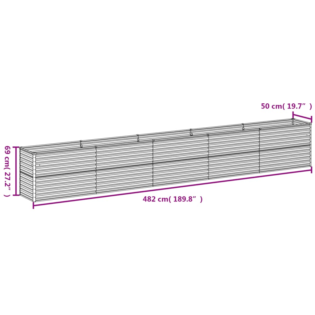 vidaXL Canteiro elevado de jardim 482x50x69 cm aço corten