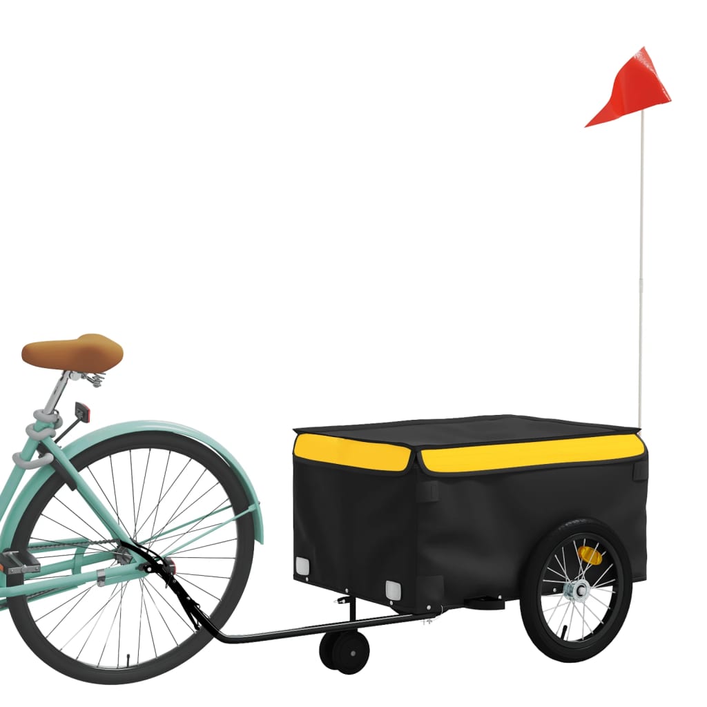 vidaXL Reboque para bicicleta 45 kg ferro preto e amarelo