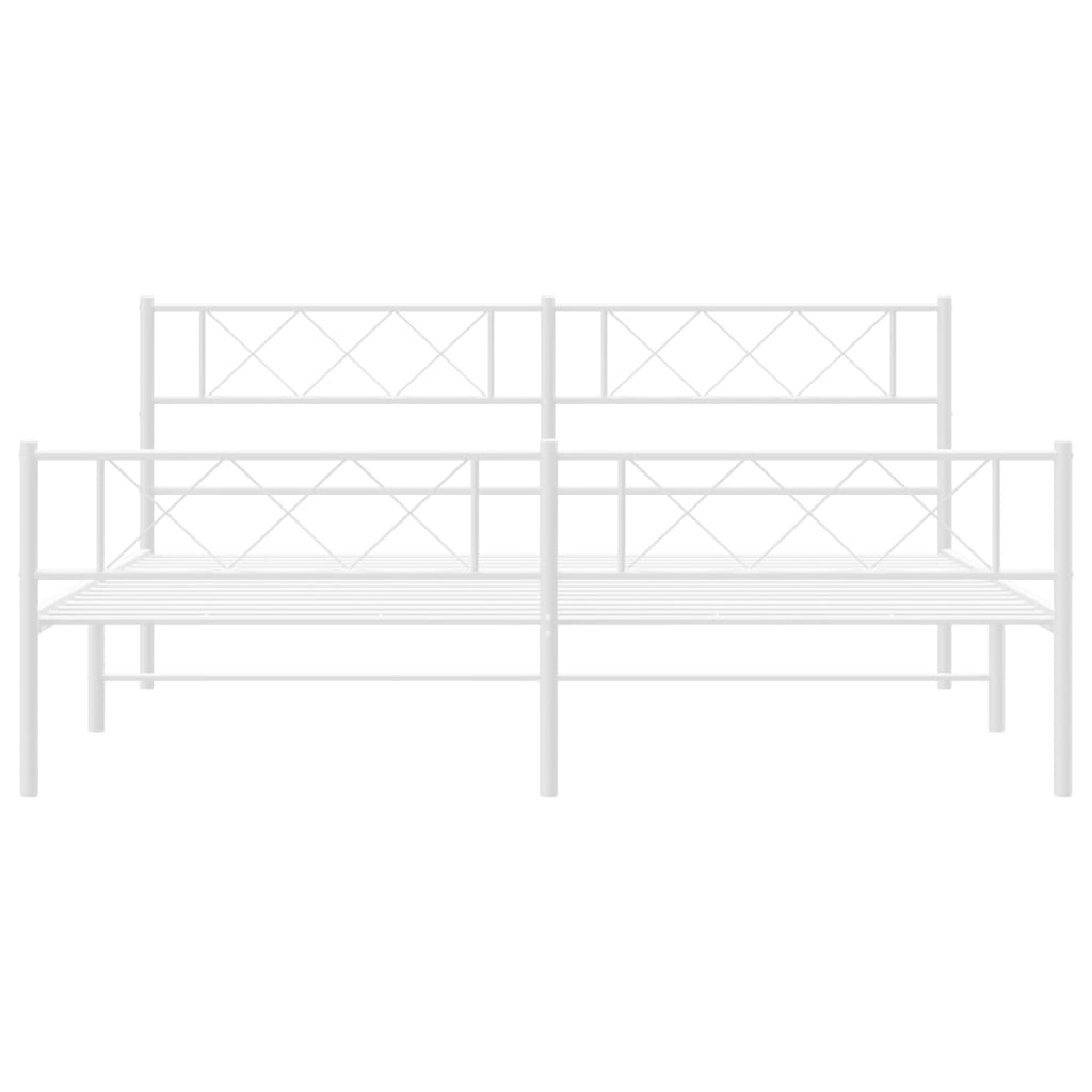 vidaXL Estrutura de cama com cabeceira e pés 180x200 cm metal branco