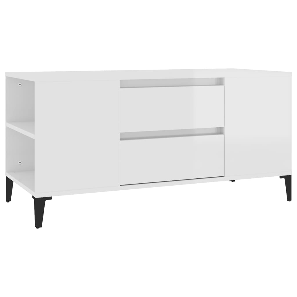 vidaXL Móvel p/ TV 102x44,5x50 cm derivados madeira branco brilhante