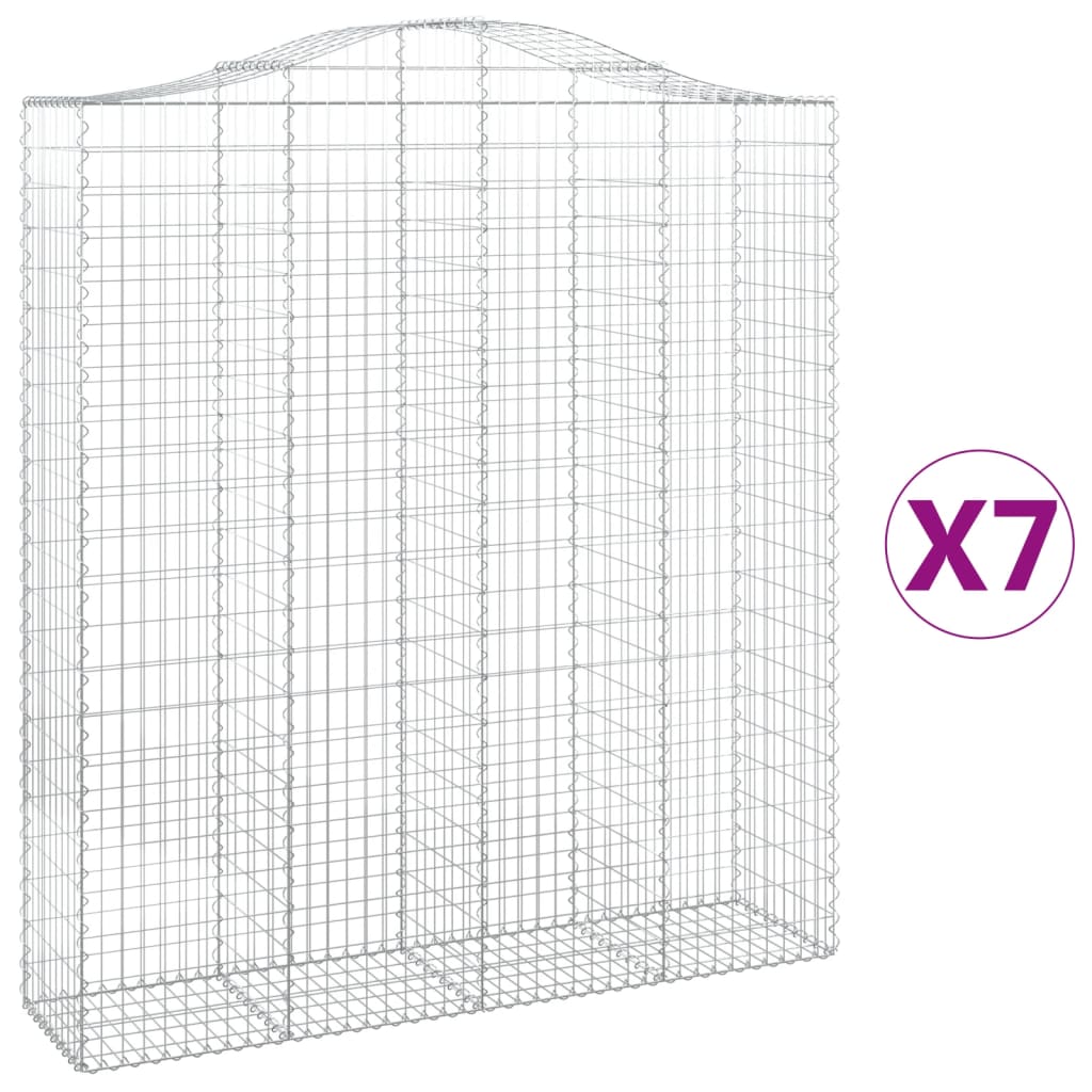 vidaXL Cestos gabião arqueados 7pcs 200x50x220/240cm ferro galvanizado