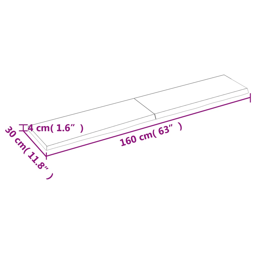 vidaXL Prateleira de parede 160x30x(2-4)cm carvalho maciço não tratado