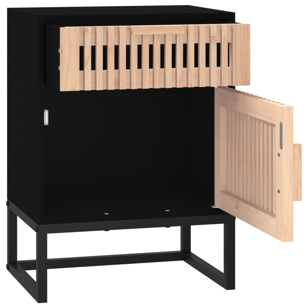 vidaXL Mesa de cabeceira 40x30x55,5 cm derivados madeira/ferro preto