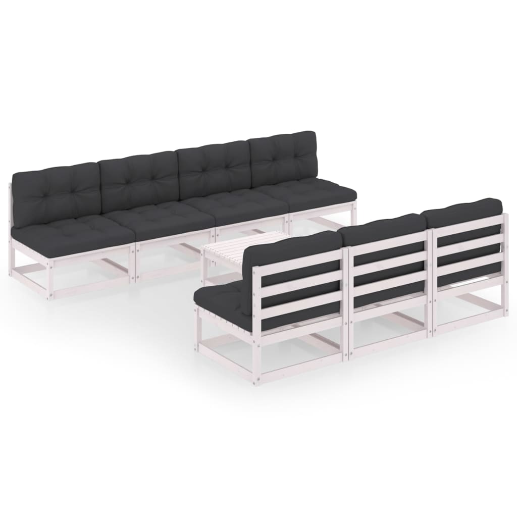 vidaXL 8 pcs conjunto lounge de jardim com almofadões pinho maciço