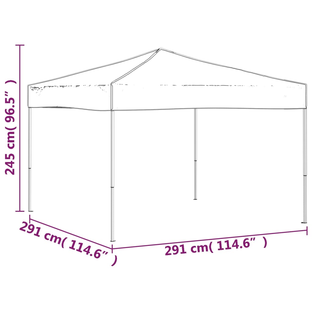 vidaXL Tenda para festas dobrável 3x3 m creme