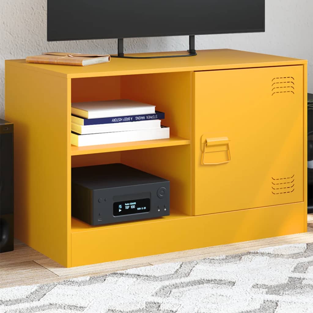 vidaXL Móvel de TV 67x39x44 cm aço amarelo mostarda