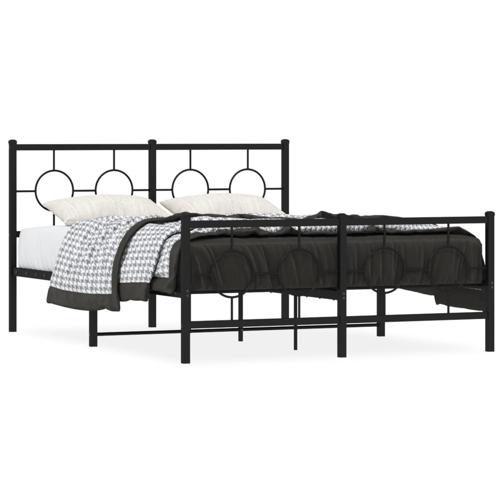 vidaXL Estrutura de cama com cabeceira e pés 140x200 cm metal preto