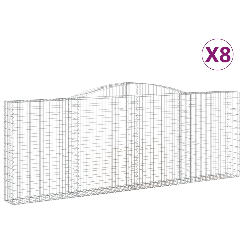 vidaXL Cestos gabião arqueados 8pcs 400x30x140/160cm ferro galvanizado