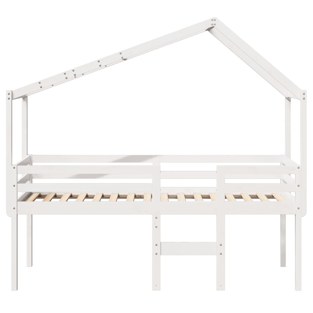 vidaXL Cama alta com telhado 75x190 cm pinho maciço branco