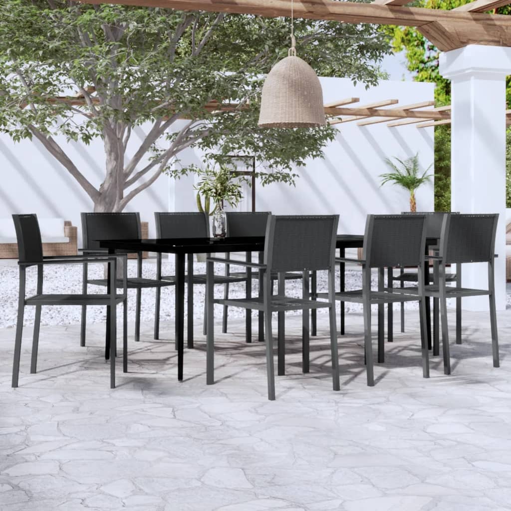 vidaXL 9 pcs conjunto de jantar para jardim preto