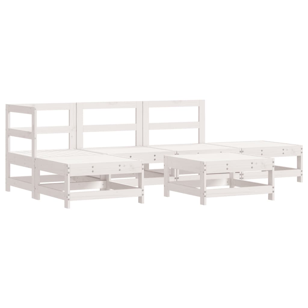 vidaXL 6 pcs conjunto lounge de jardim pinho maciço branco