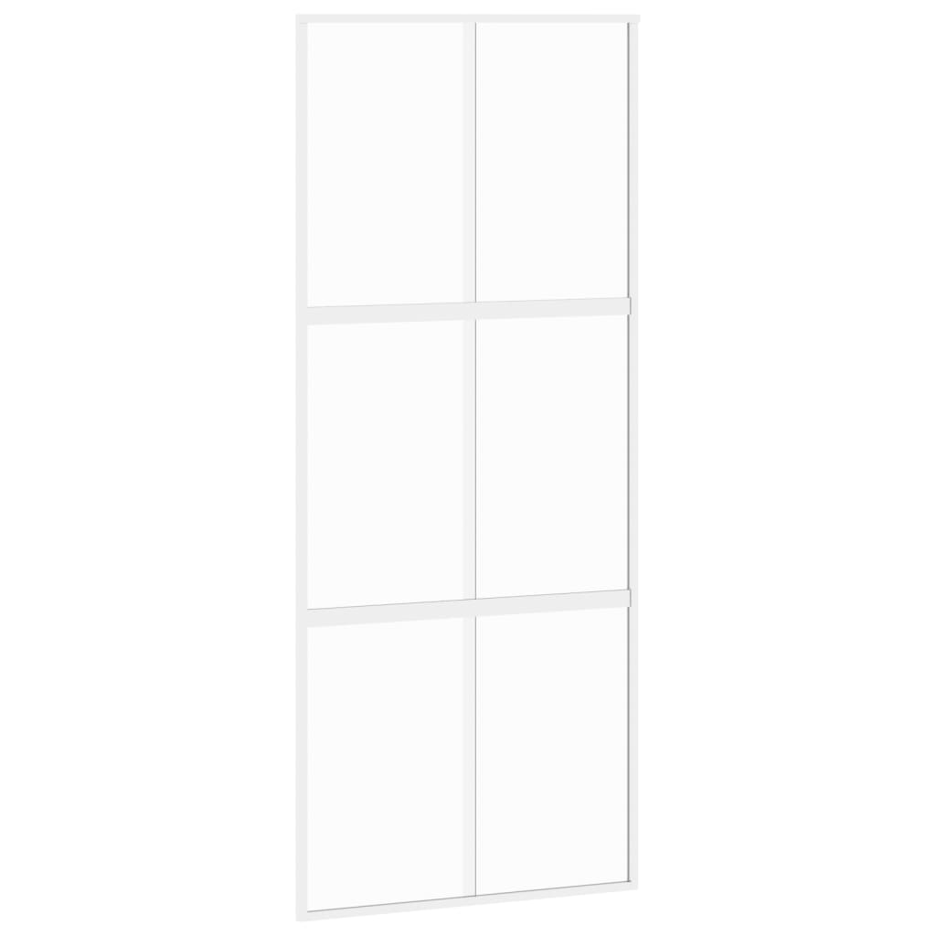 vidaXL Porta deslizante 90x205 cm vidro temperado e alumínio branco