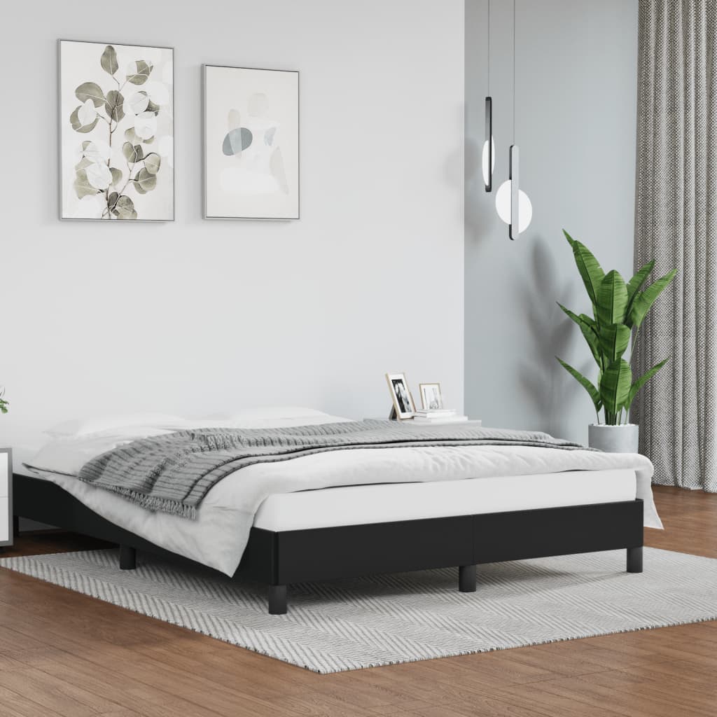 vidaXL Estrutura de cama 140x200 cm couro artificial preto