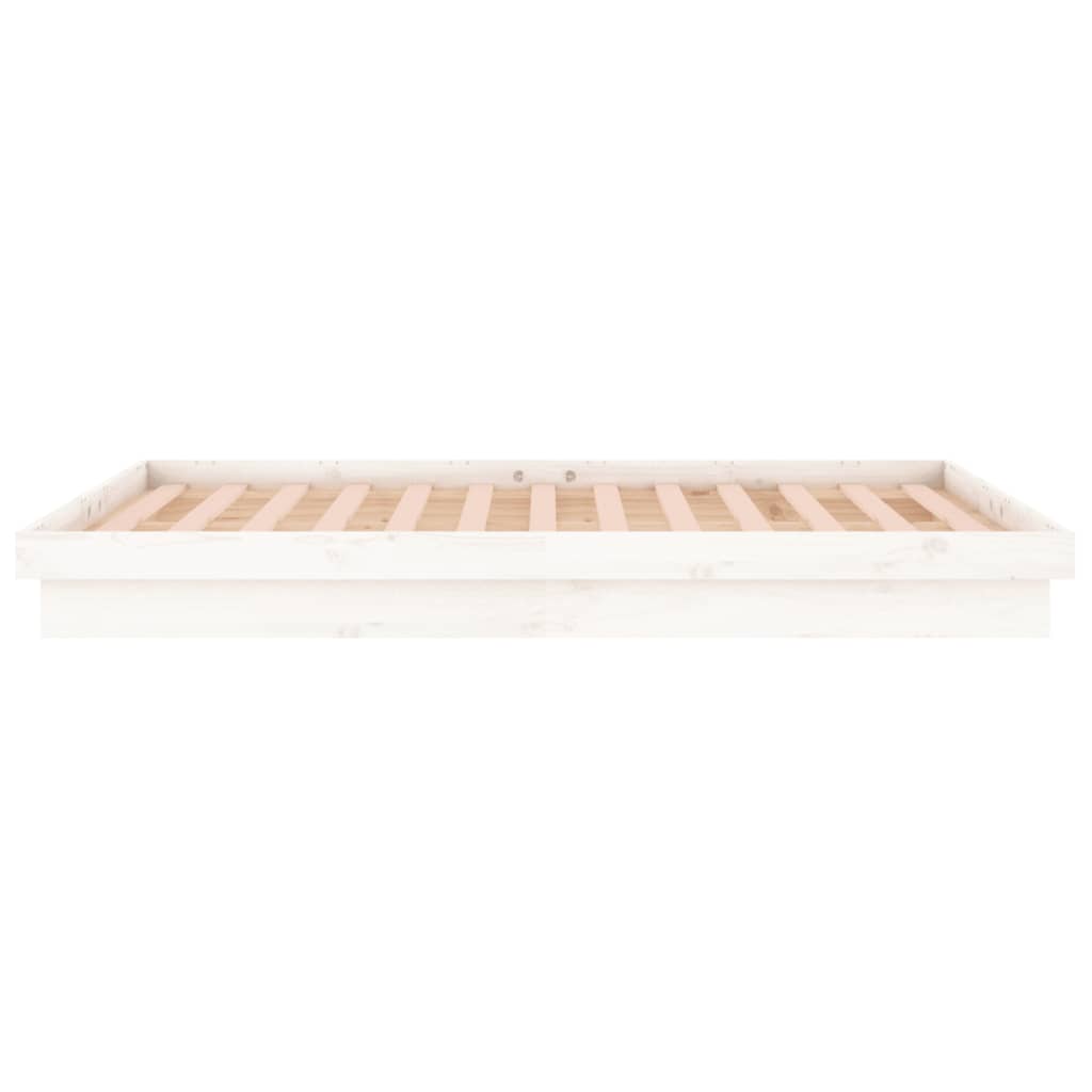 vidaXL Estrutura de cama c/ LED casal 135x190 cm madeira maciça branco
