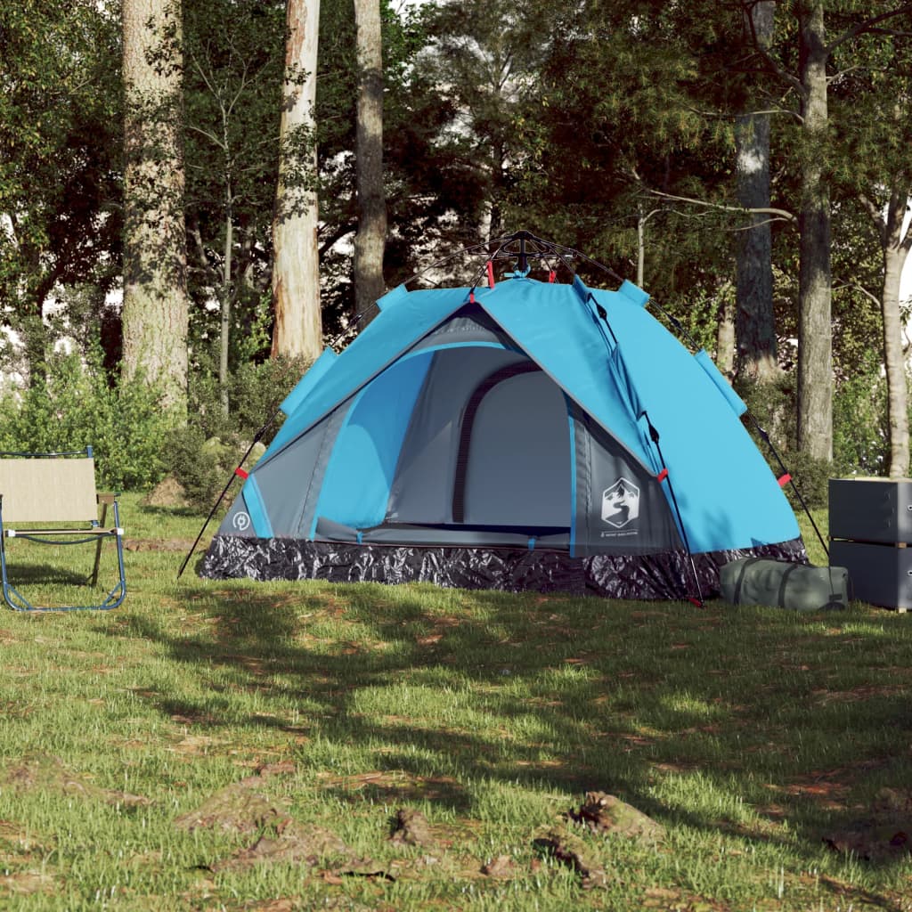 vidaXL Tenda de campismo cúpula para 2 pessoas libertação rápida azul