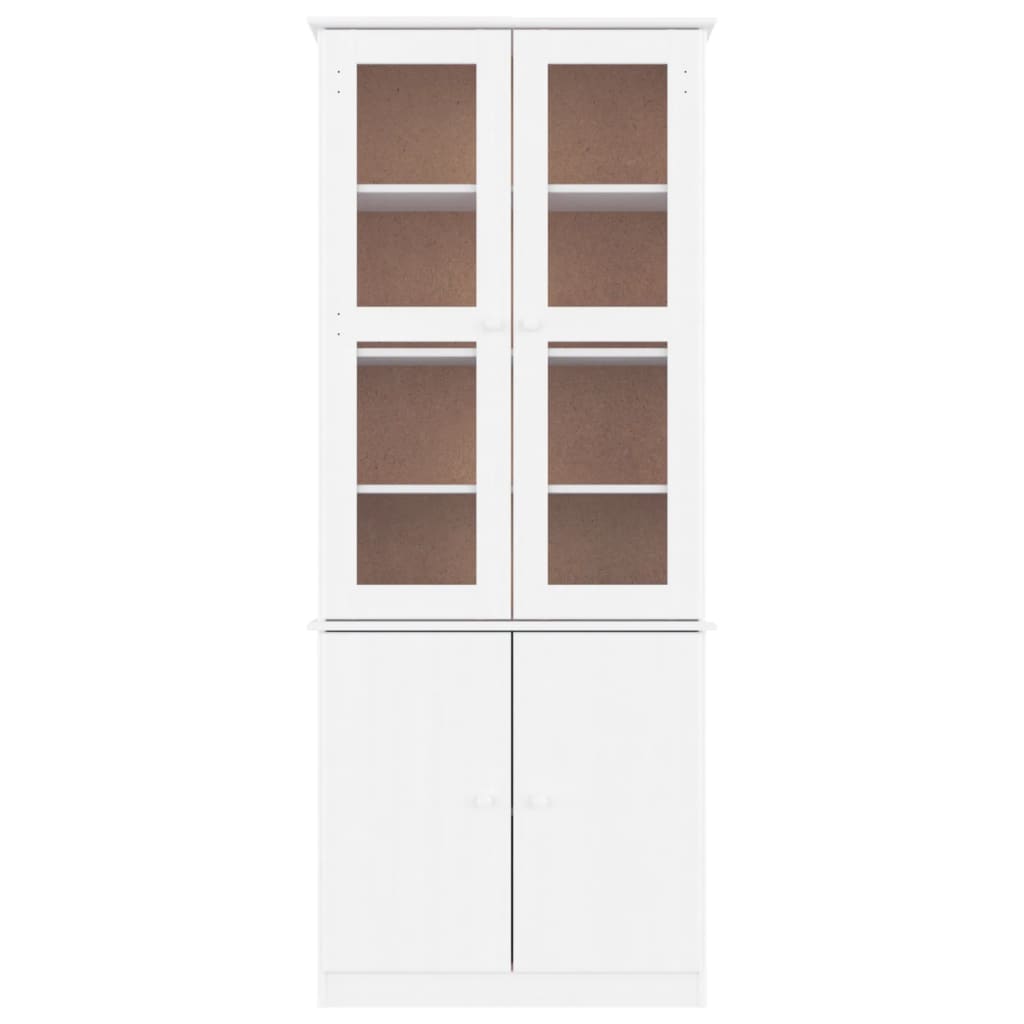 vidaXL Expositor portas vidro ALTA 77x35x186,5 cm pinho maciço branco