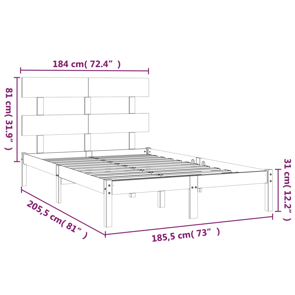 vidaXL Estrutura de cama super king 180x200 cm madeira maciça