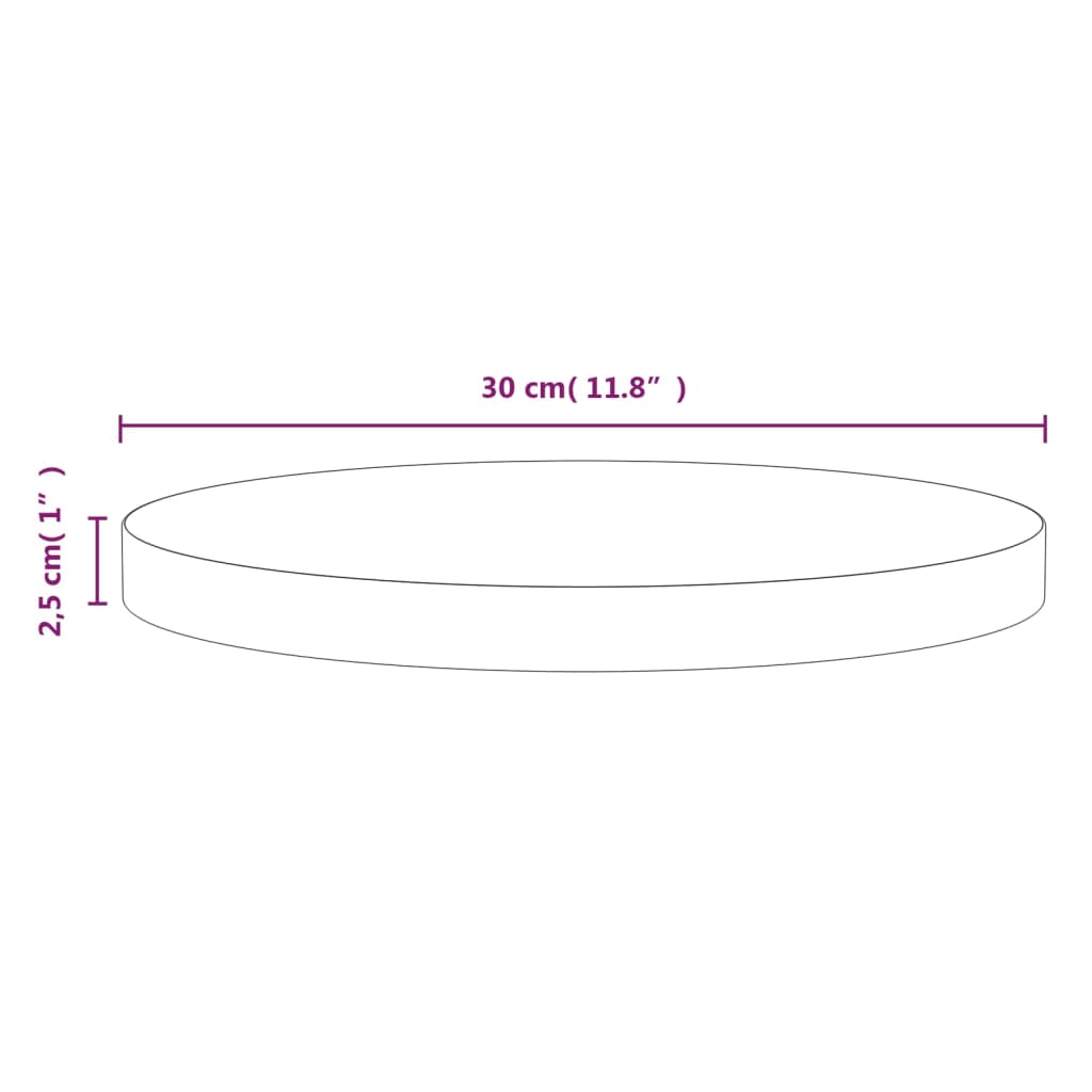 vidaXL Tampo de mesa pinho maciço Ø30x2,5 cm preto