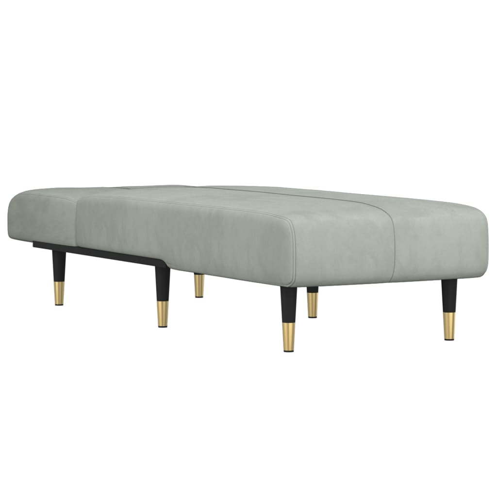 vidaXL Chaise longue veludo cinzento-claro