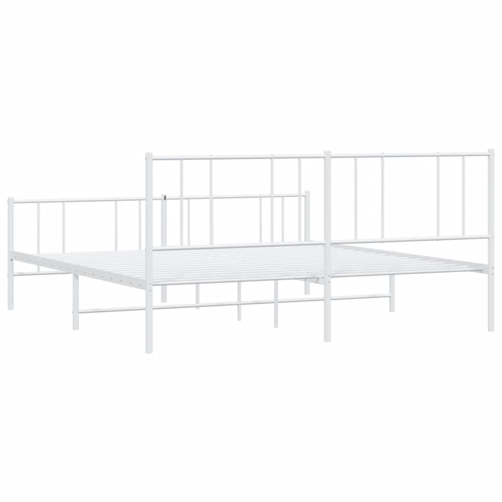 vidaXL Estrutura de cama com cabeceira e pés 193x203 cm metal branco