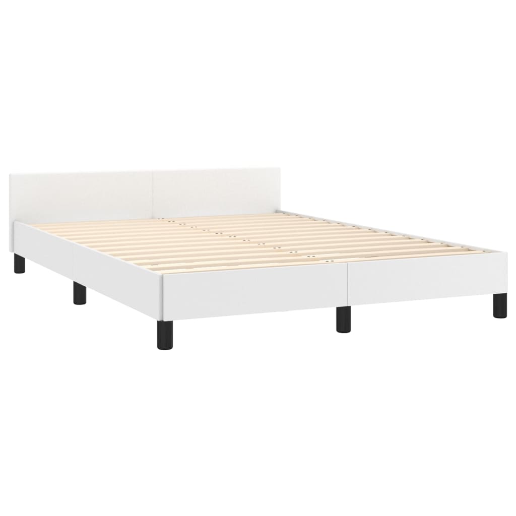 vidaXL Estrutura cama c/ cabeceira couro artificial 140x190 cm branco