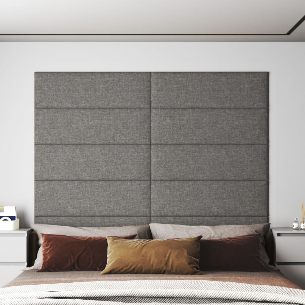 vidaXL Painel de parede 12 pcs 90x30 cm tecido 3,24 m² cinza-claro