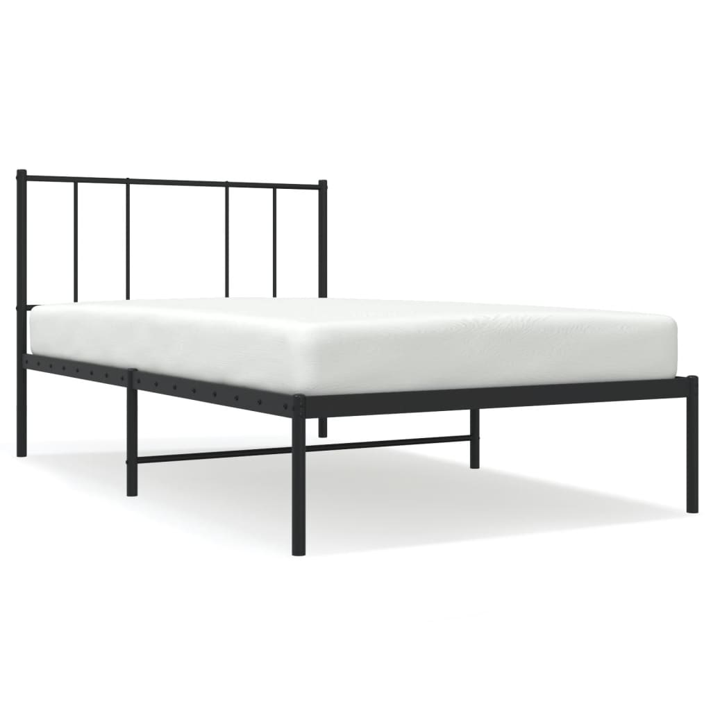 vidaXL Estrutura de cama com cabeceira 90x200 cm metal preto