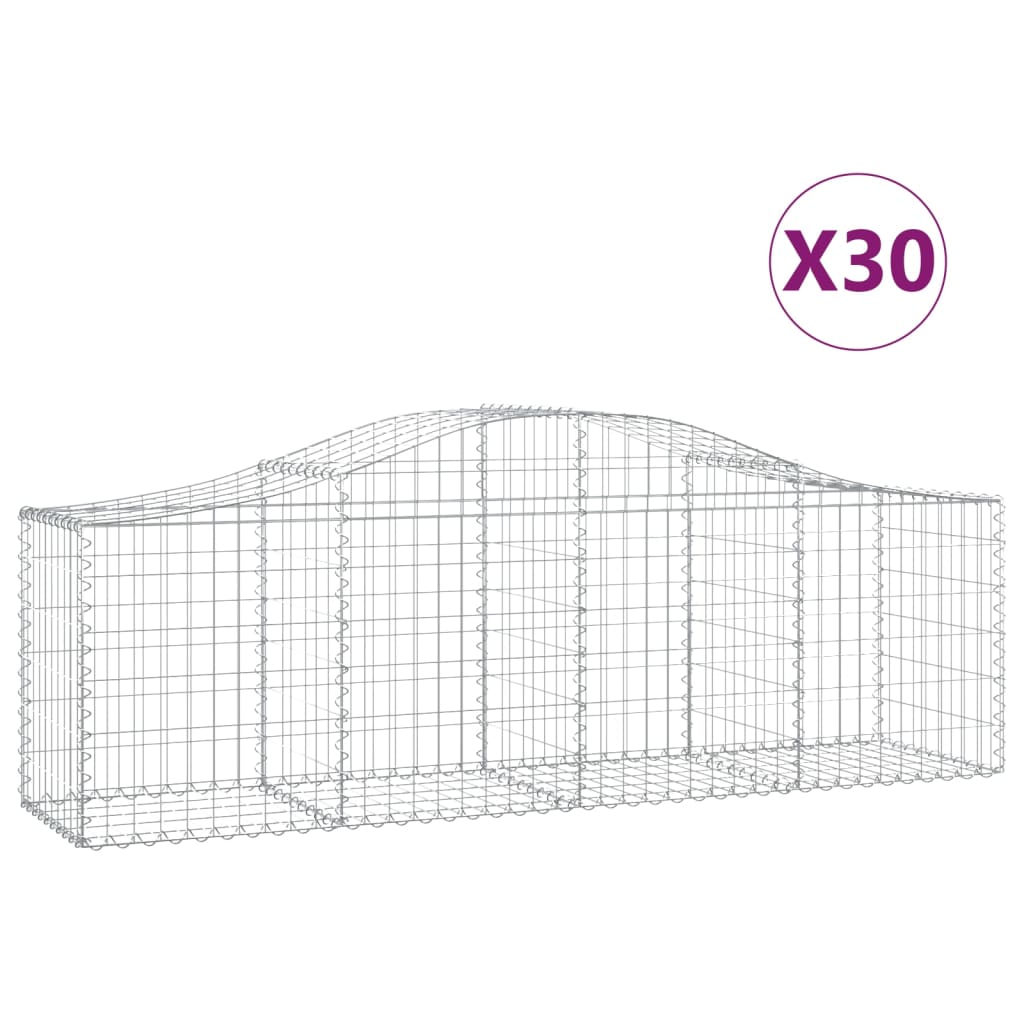 vidaXL Cestos gabião arqueados 30pcs 200x50x60/80 cm ferro galvanizado