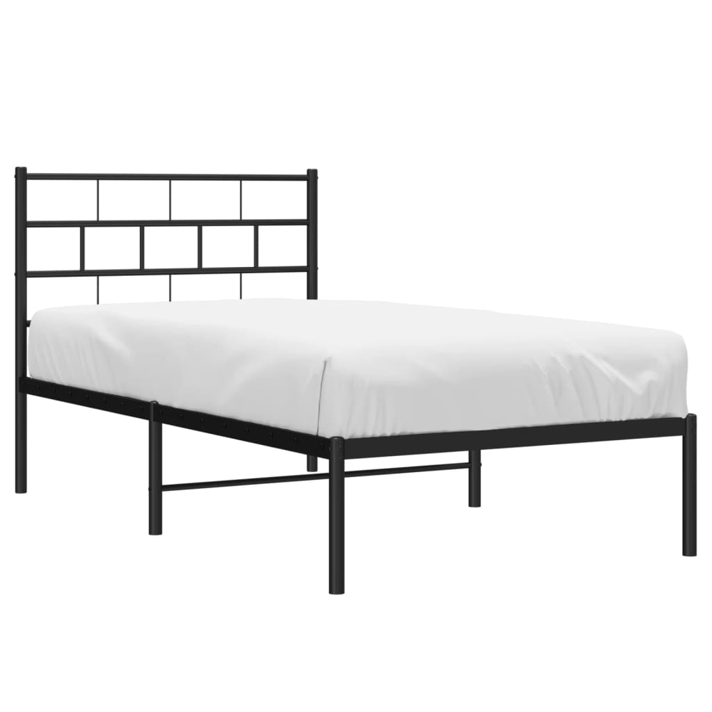vidaXL Estrutura de cama com cabeceira 90x200 cm metal preto
