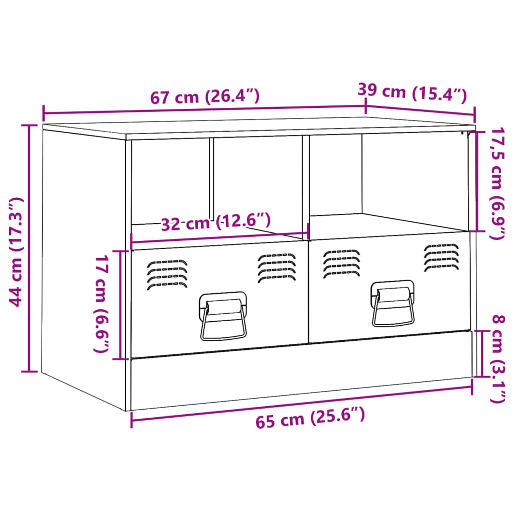 vidaXL Móvel de TV 67x39x44 cm aço rosa