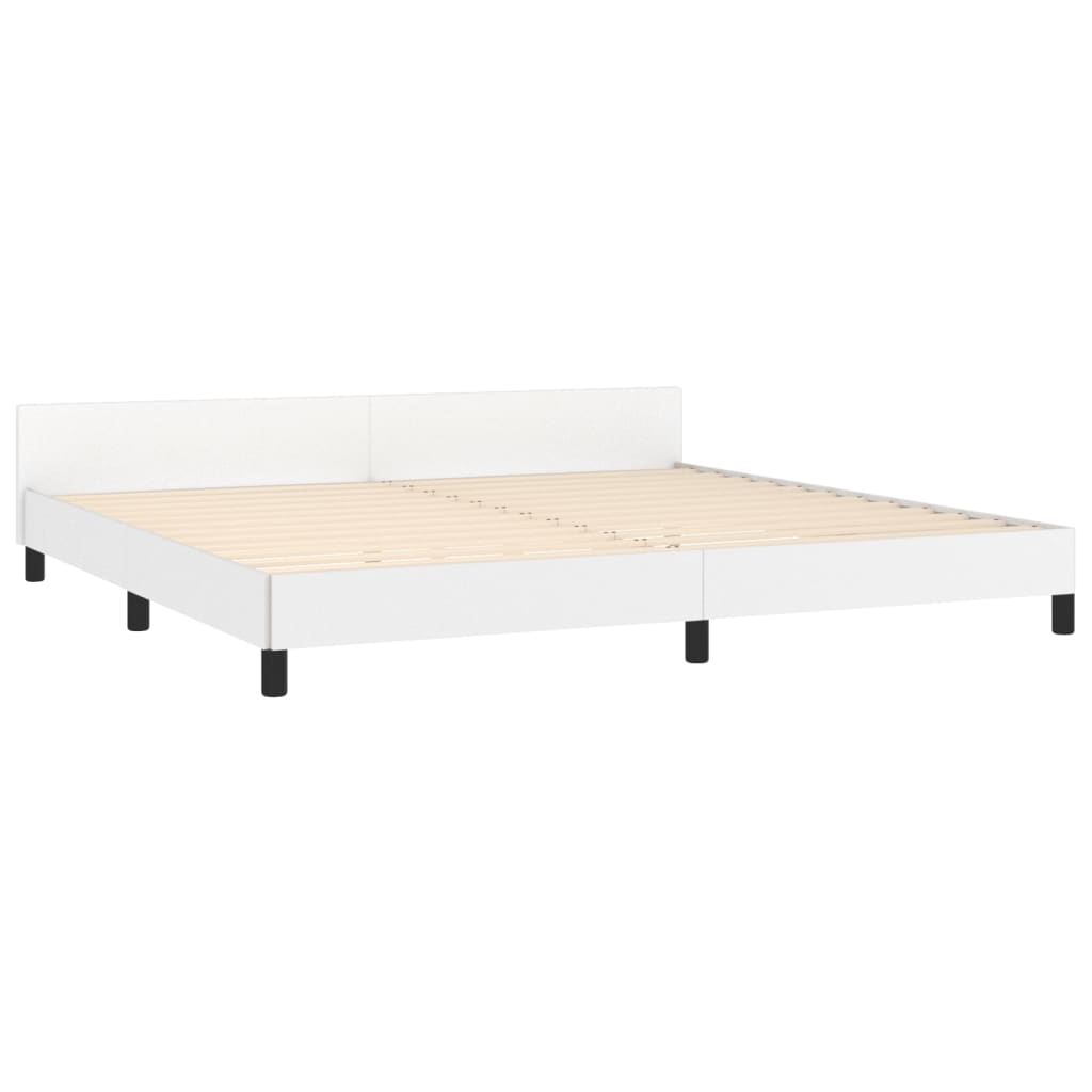 vidaXL Estrutura cama c/ cabeceira couro artificial 200x200 cm branco