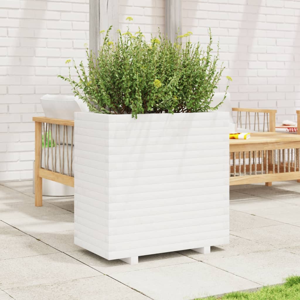 vidaXL Vaso/floreira de jardim 70x40x72 cm pinho maciço branco