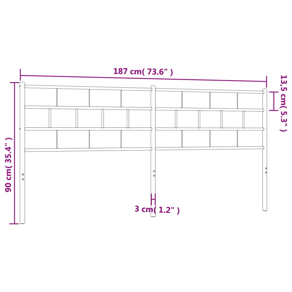 vidaXL Cabeceira de cama 180 cm metal branco