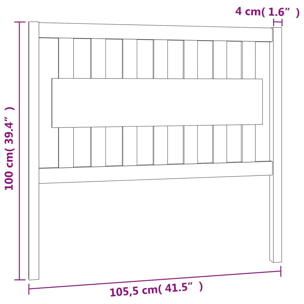 vidaXL Cabeceira de cama 105,5x4x100 cm pinho maciço cinzento